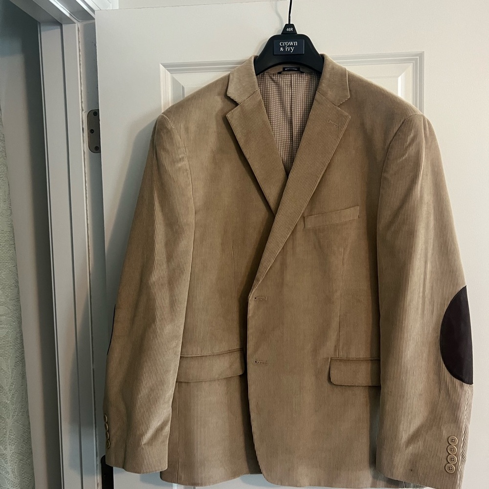 Crown & Ivy Tan Corduroy Blazer with Elbow Patches